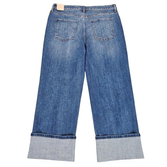 NWT Kut From the Kloth Jeans Womens Size 14 Wide Leg Sienna Rolled Hem Stretch - Picture 2 of 16